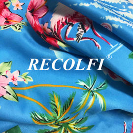 Digital Print Ribbed Swimwear Fabric Repreve Nylon And ROICA Spandex Fiber