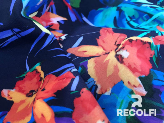 205GSM Recycled Swimwear Fabric Customized Ink Jet Digital Printing Lifelike Floral