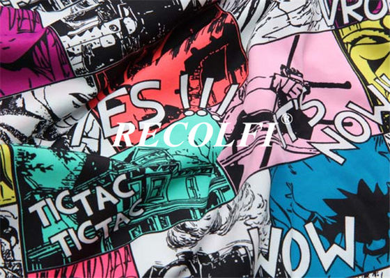 Comic Printing Activewear Made From Recycled Plastic Polyester Stretch Fabric